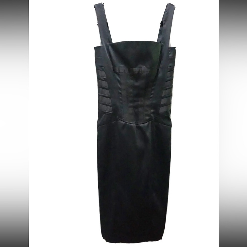 Vintage Roberto Cavalli Satin Square Midi Dress Bustier Black 40 (US 2/4) NWOT